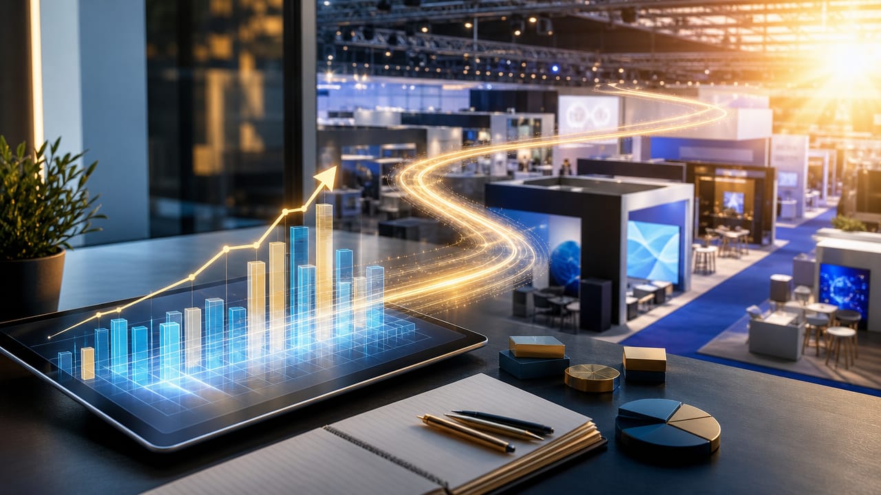 Budgeting software dashboard tracking Australian trade show planning costs and ROI