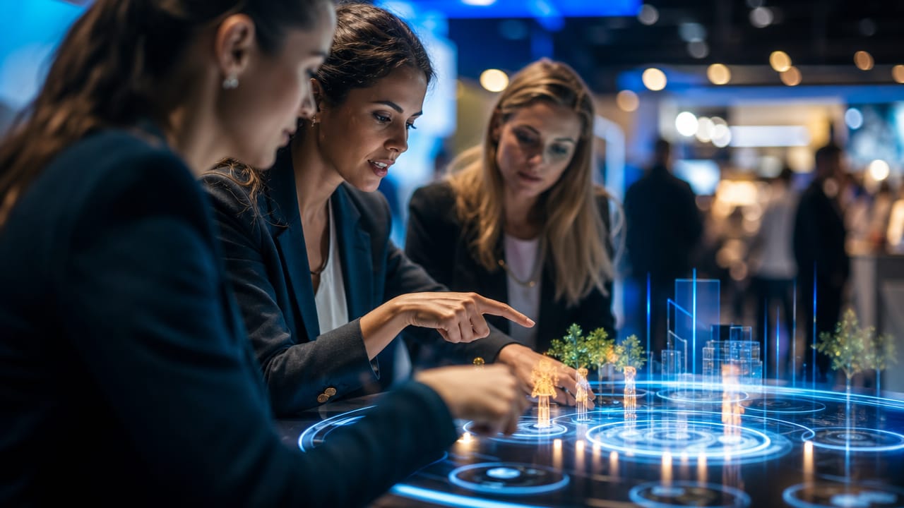 Australian trade show booth using interactive exhibition marketing to engage visitors