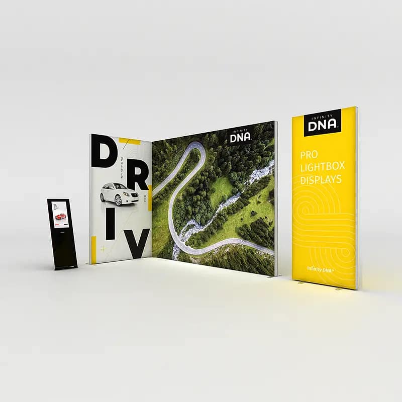 Infinity DNA™ Pro Lightbox setup showcasing vibrant graphics, ideal for experiential marketing and portable display